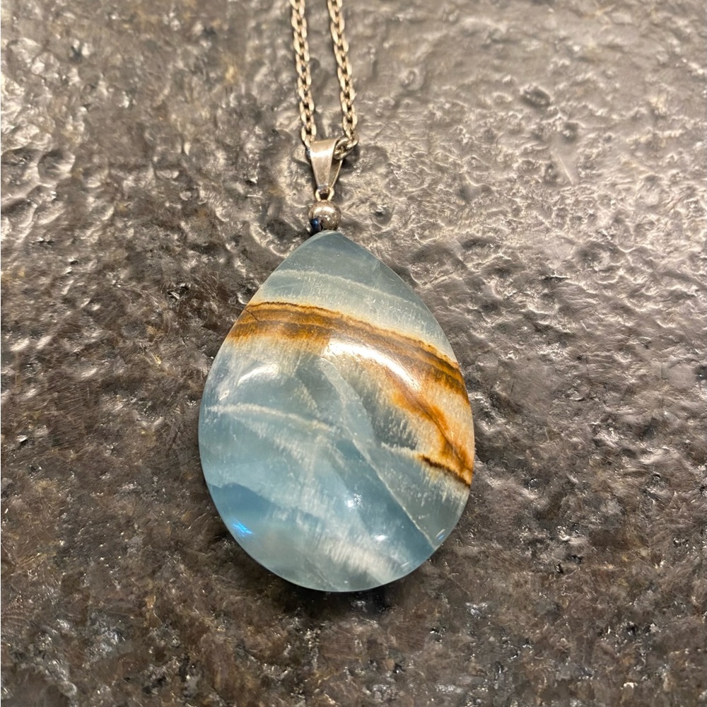 Agate Blue Stone Sterling Silver Chain